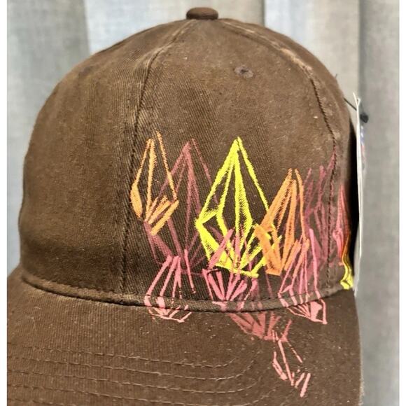 VOLCOM hat flexfit fitted brown Distressed Baseball cap Size Xsmall - Picture 4 of 16